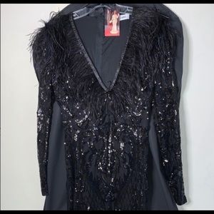 LONG SLEEVE BLACK SEQUIN GOWN